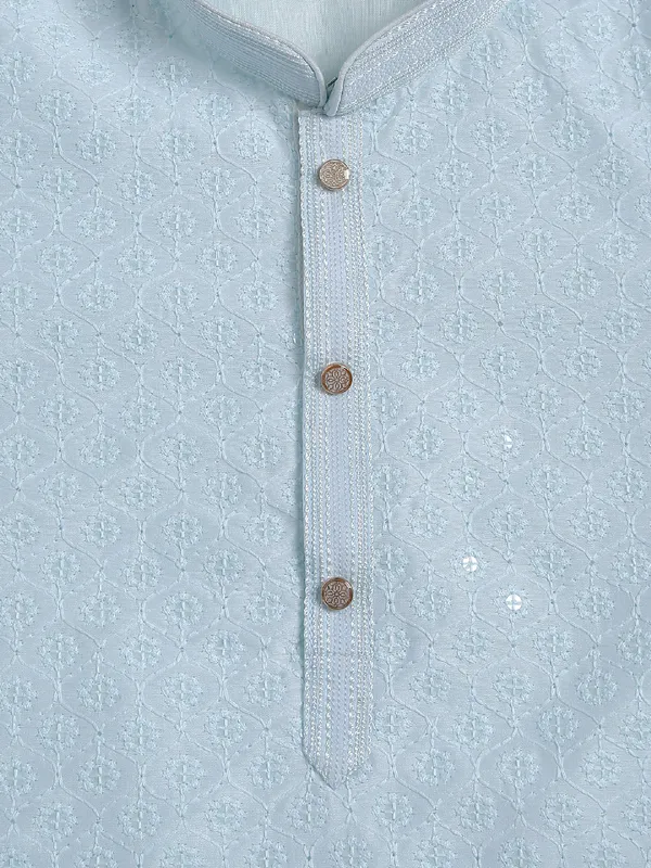 Amazing sky blue cotton kurta suit