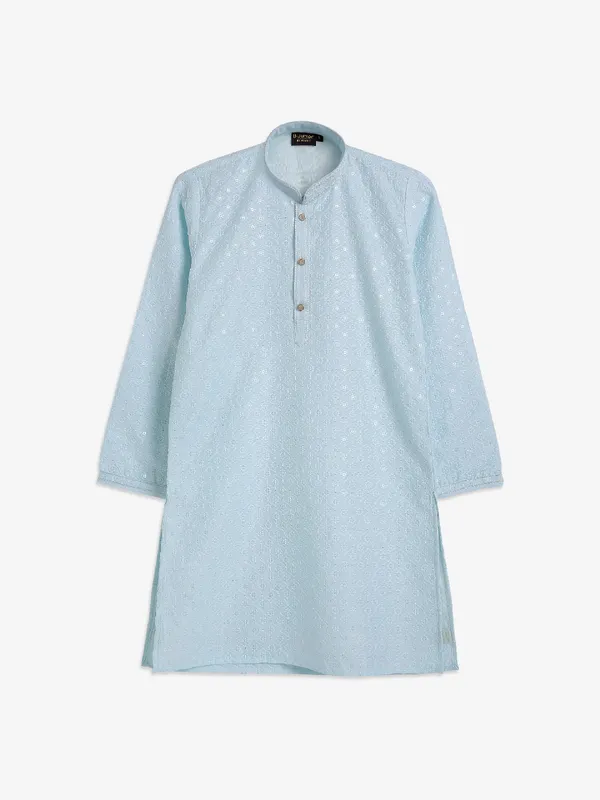 Amazing sky blue cotton kurta suit