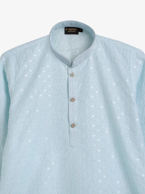 Amazing sky blue cotton kurta suit
