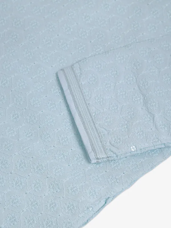 Amazing sky blue cotton kurta suit
