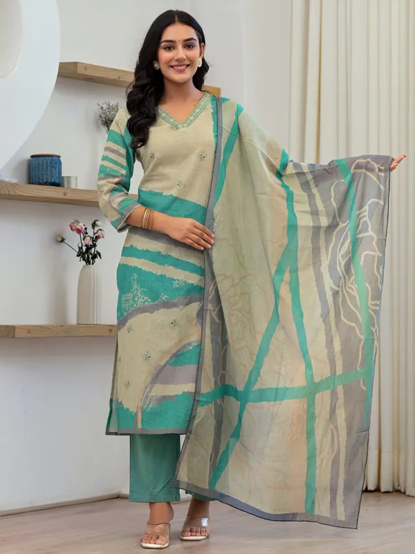 Amazing sky blue cotton kurti set