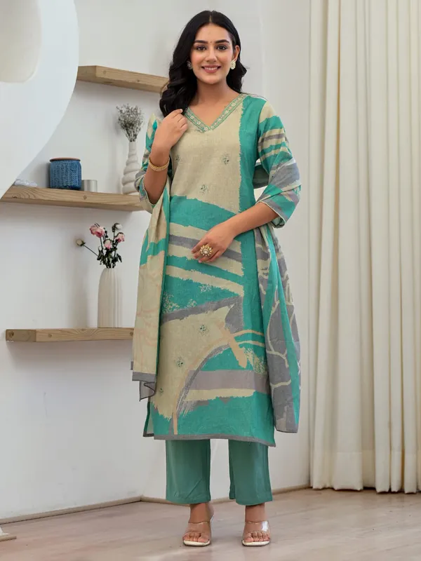 Amazing sky blue cotton kurti set