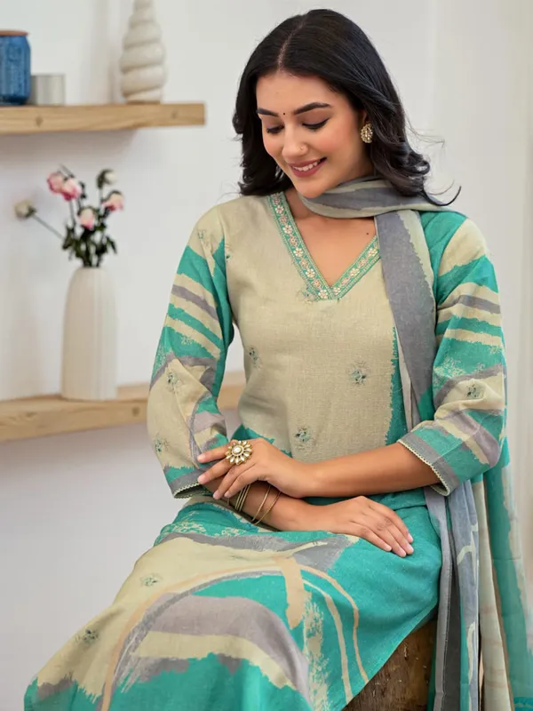 Amazing sky blue cotton kurti set