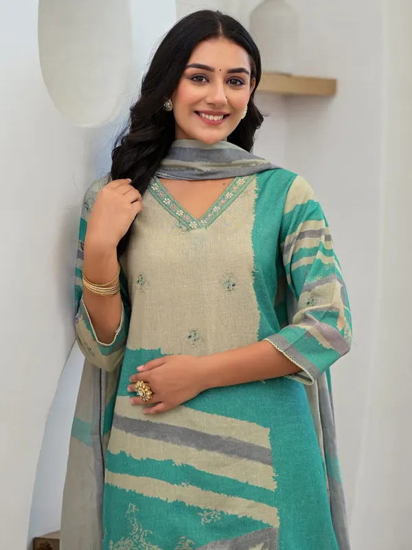 Amazing sky blue cotton kurti set