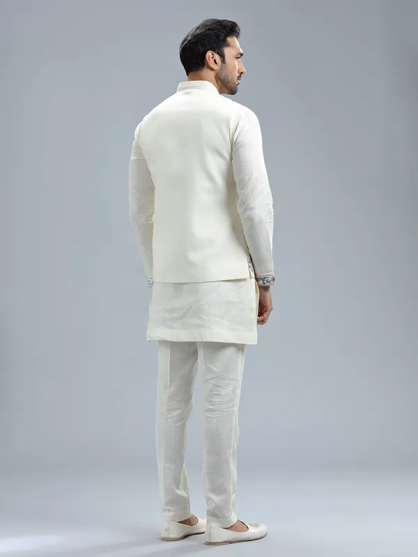 Amazing cream linen waistcoat set