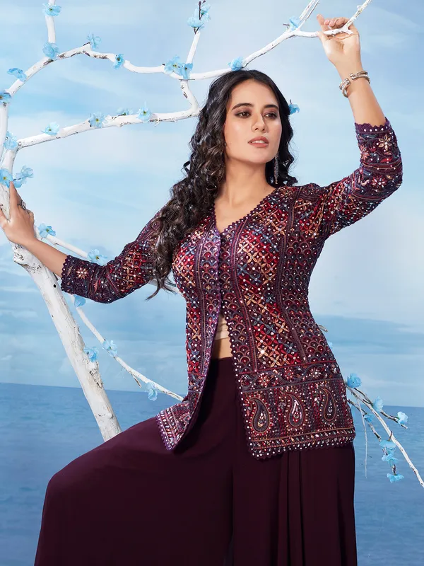 Amazing wine georgette palazzo salwar suit