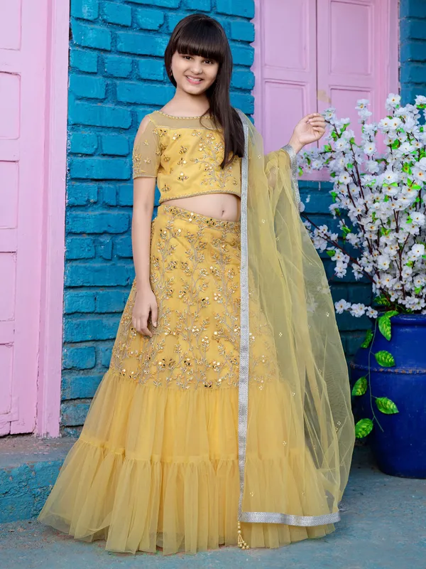 Amazing yellow color georgette lehenga choli