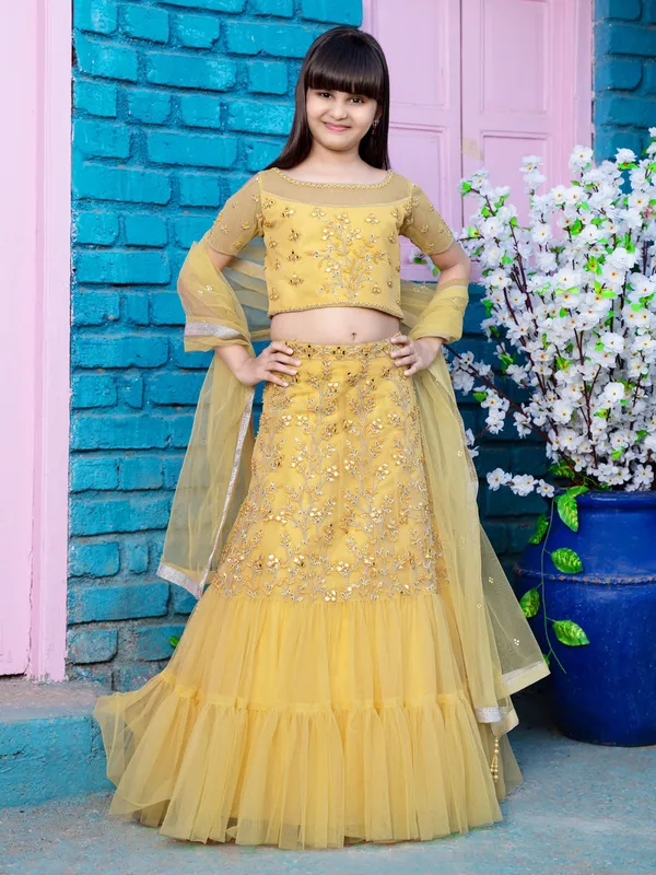 Amazing yellow color georgette lehenga choli