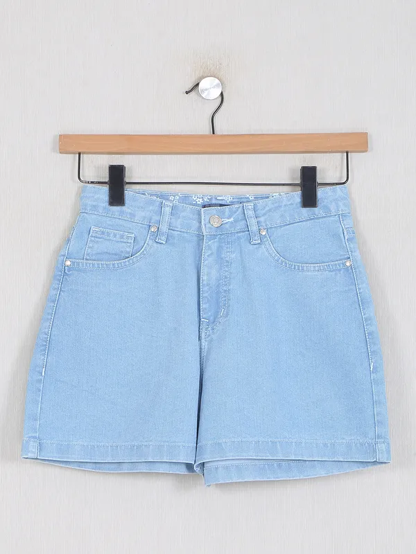 AND casual wear denim women shorts in sky blue