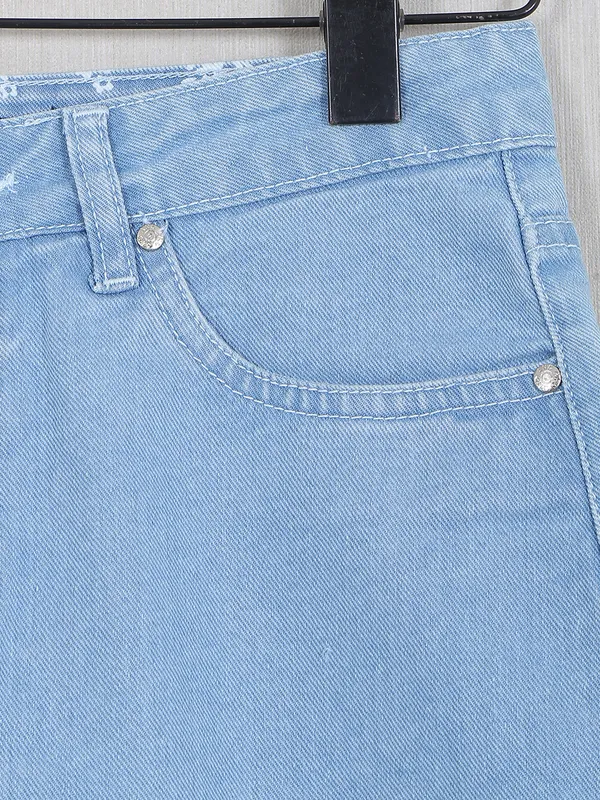 AND casual wear denim women shorts in sky blue