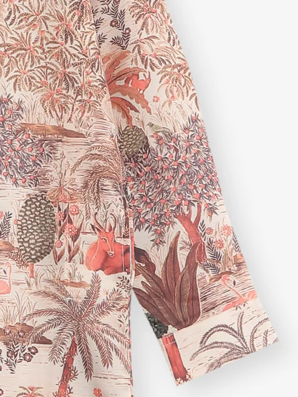 Animal printed peach kurta pajama