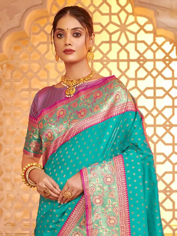 Aqau festive wear saree in silk