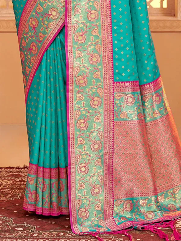 Aqau festive wear saree in silk