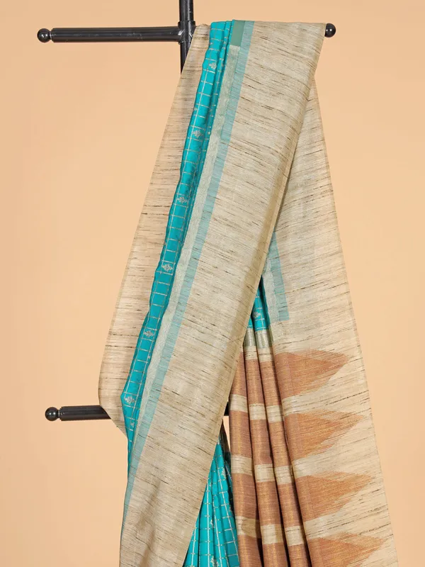 Aqua art semi silk zari weaving saree for women