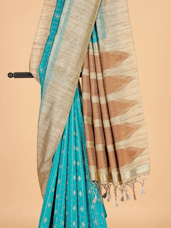 Aqua art semi silk zari weaving saree for women