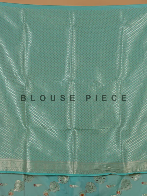 Aqua banarasi silk saree with zari weaving