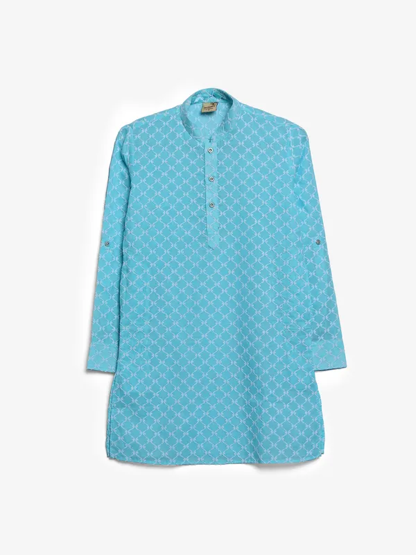 Aqua cotton embroidery kurta suit