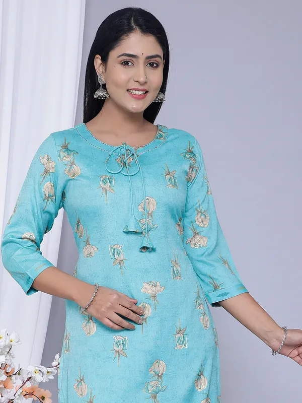 Aqua cotton printed style festive pant set