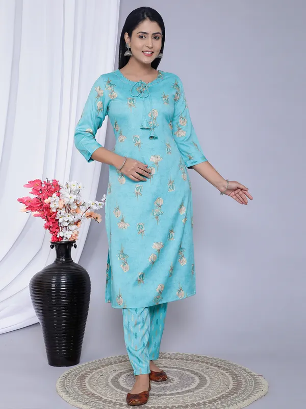 Aqua cotton printed style festive pant set