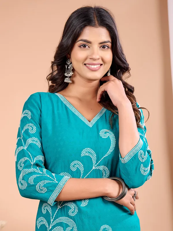 Aqua cotton silk casual kurti
