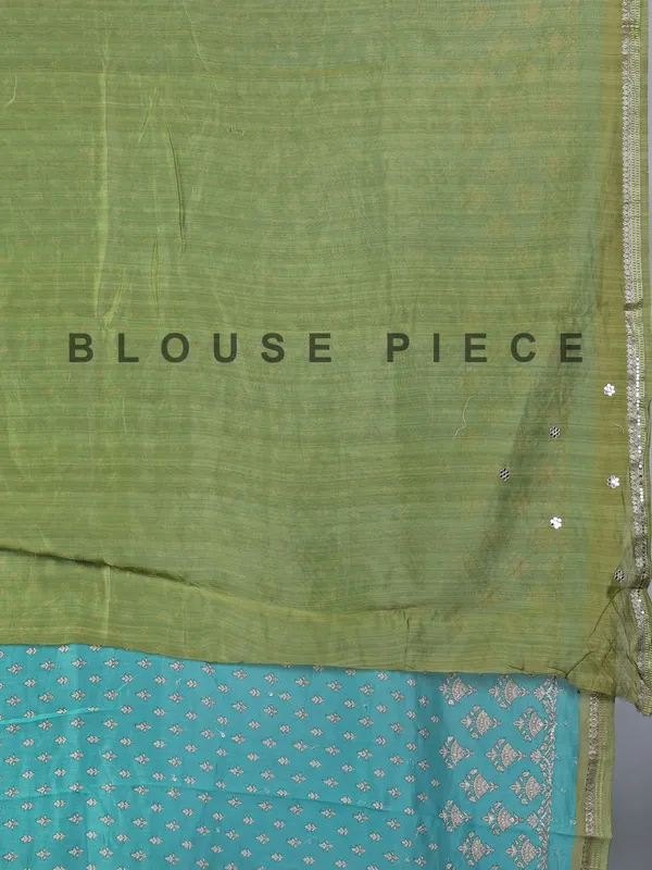 Aqua cotton silk saree for festive wear