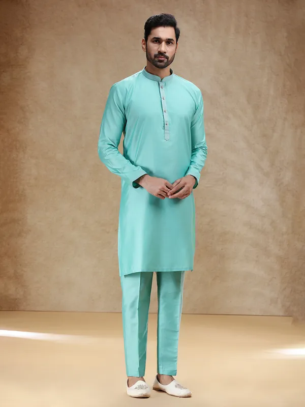 Aqua festive wear cotton silk kurta pajama
