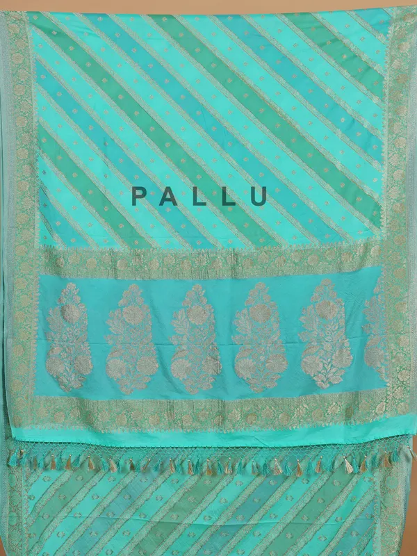 Aqua festive wear silk saree