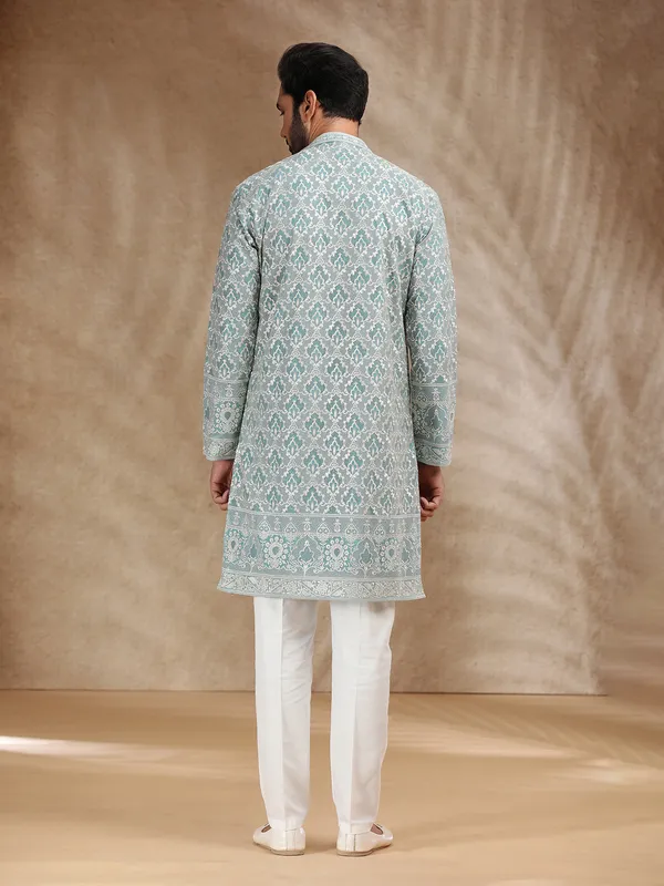 Aqua georgette men festive kurta pajama