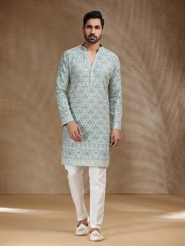 Aqua georgette men festive kurta pajama