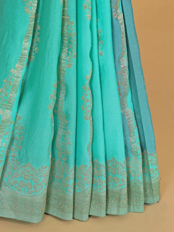 Aqua georgette wedding wear saree