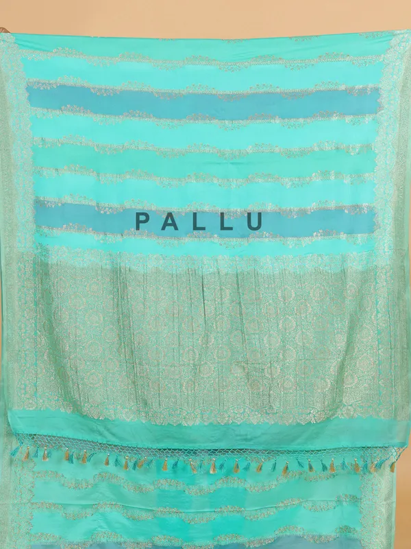 Aqua georgette wedding wear saree