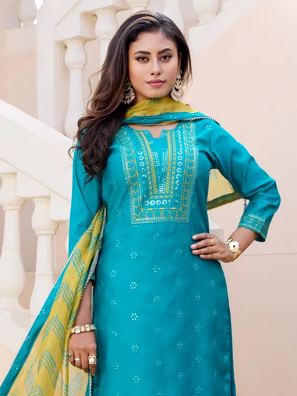 Aqua silk festival wear salwar suit