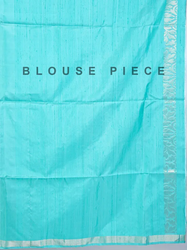 Aqua silk saree with zari weaving for wedding elegance