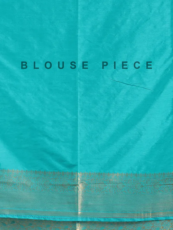 Aqua silk zari worked saree for wedding wear
