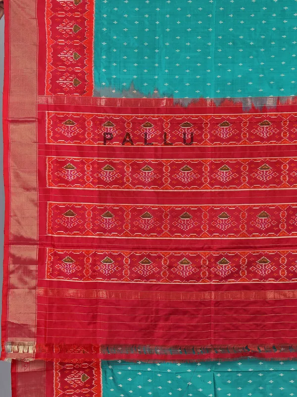 Aqua zari weaving patola silk saree for celebrations