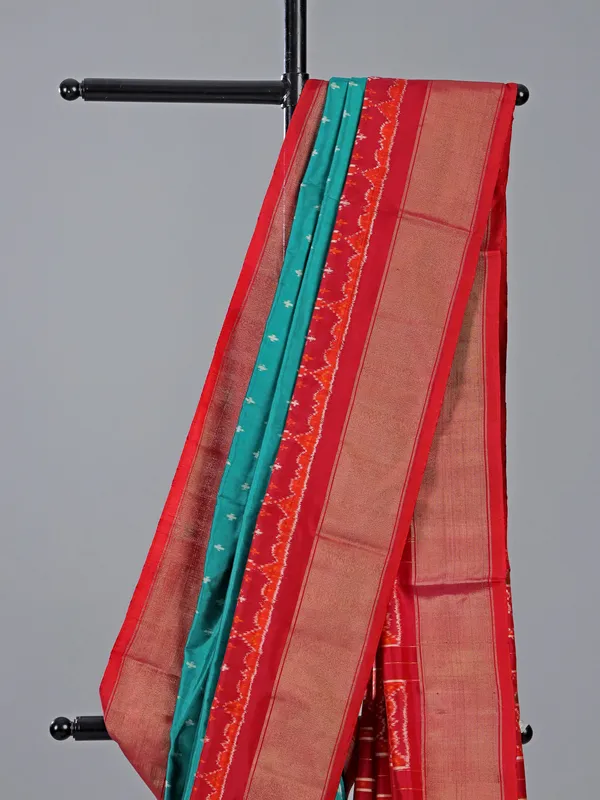 Aqua zari weaving patola silk saree for celebrations
