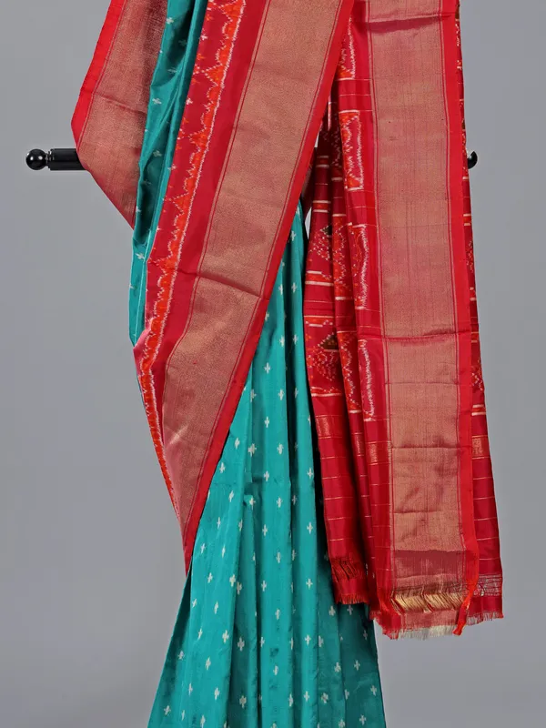 Aqua zari weaving patola silk saree for celebrations
