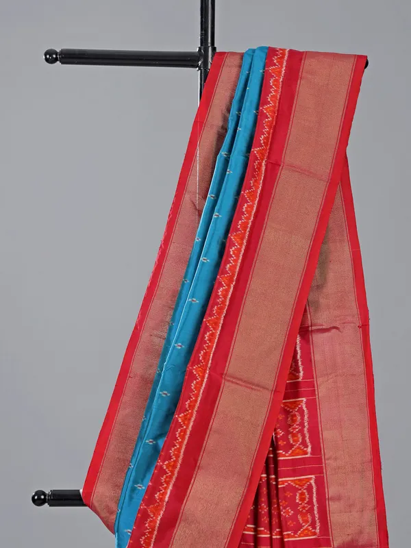 Aqua zari weaving patola silk saree for wedding charm