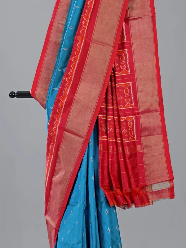 Aqua zari weaving patola silk saree for wedding charm
