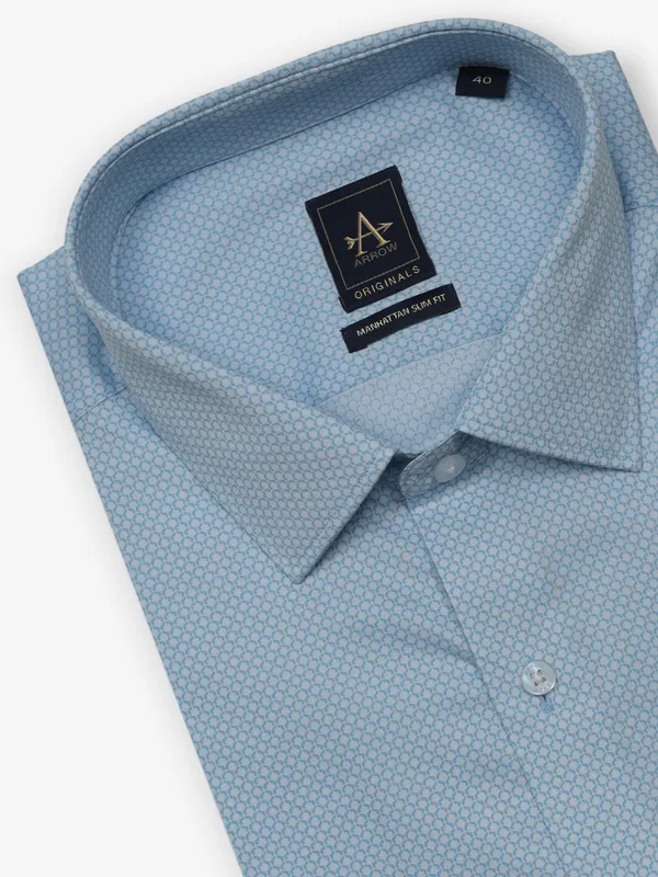 ARROW aqua textured cotton shirt