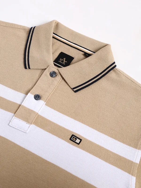 Arrow beige cotton polo t shirt