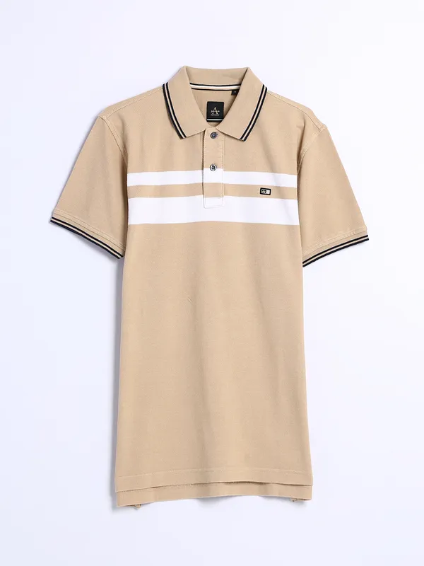Arrow beige cotton polo t shirt