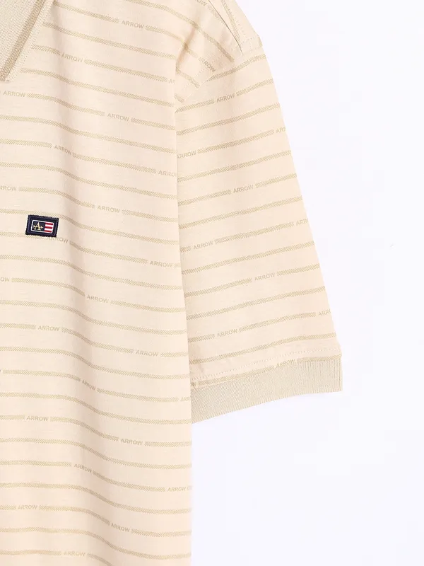 Arrow beige cotton t shirt in stripe