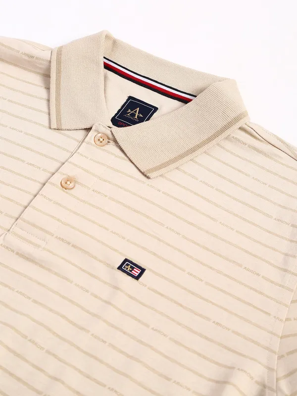 Arrow beige cotton t shirt in stripe