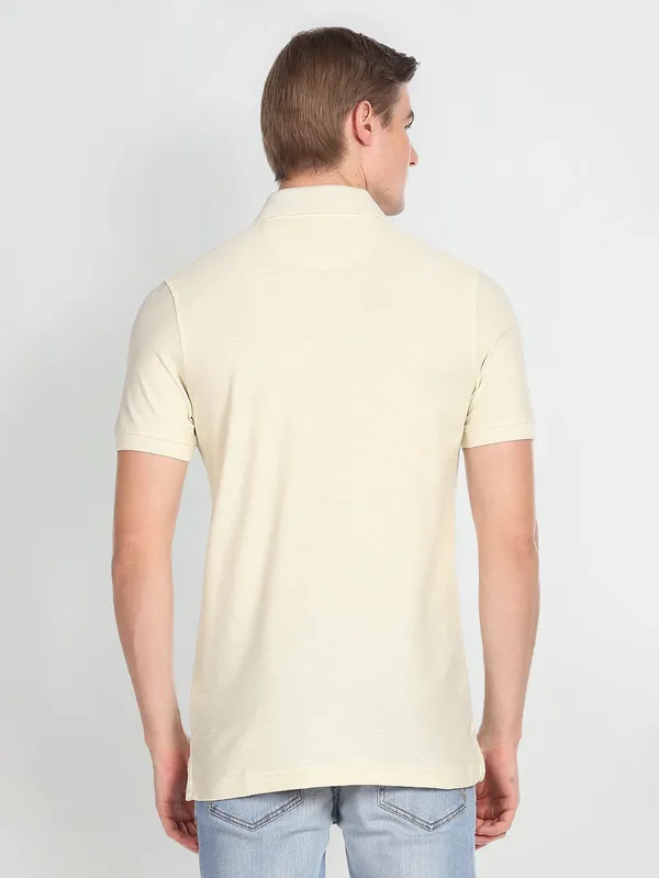 Arrow beige plain cotton t shirt