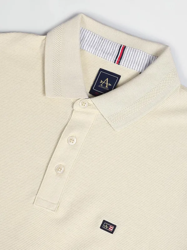 Arrow beige plain cotton t shirt