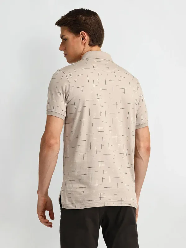 ARROW beige printed pattern polo t-shirt