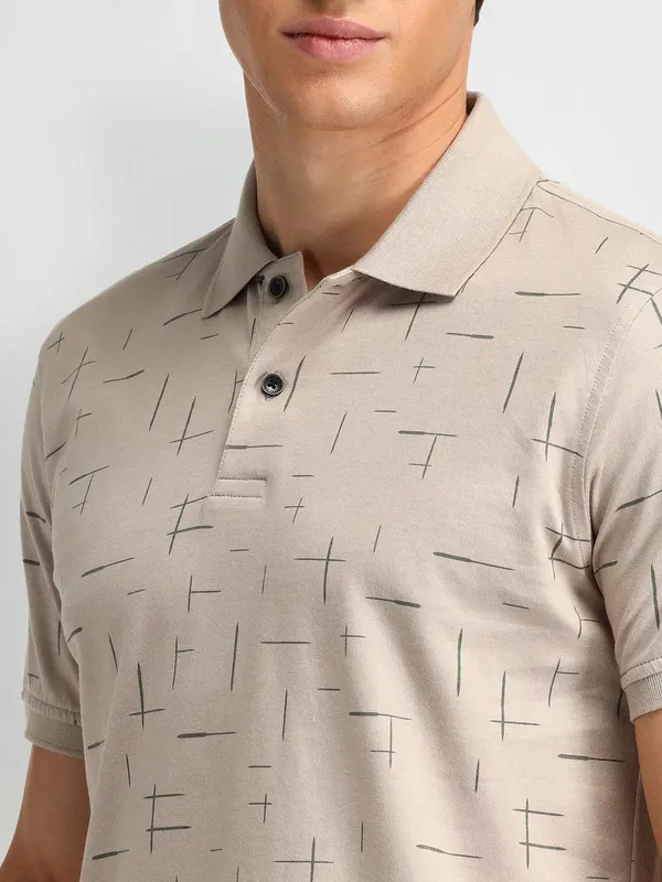 ARROW beige printed pattern polo t-shirt