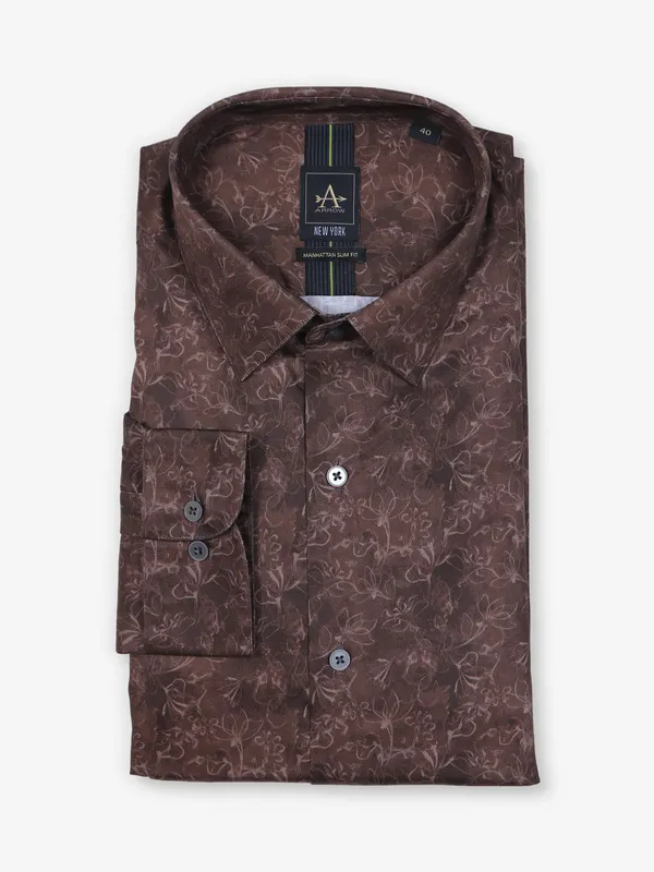 ARROW brown printe cotton shirt