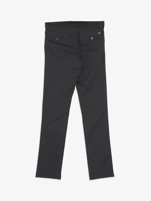 Arrow charcoal grey cotton solid trouser